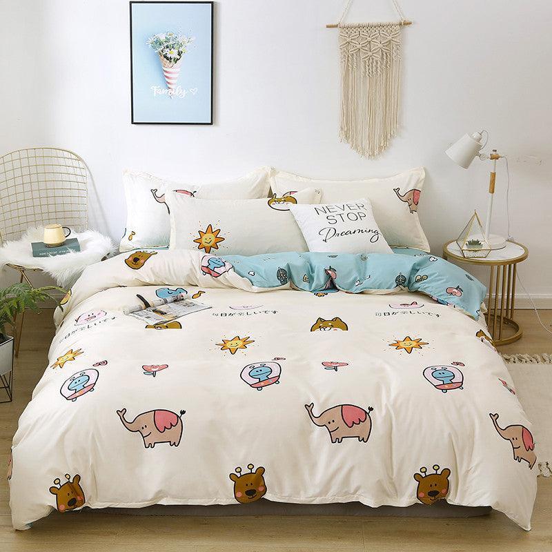 Brushed Four-piece Bed Sheet Duvet Cover Student