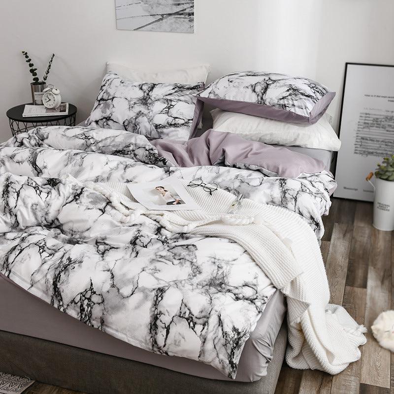 Marble patterned plain duvet cover sheets