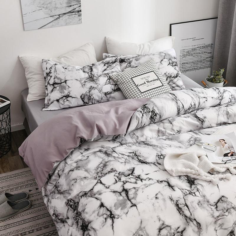 Marble patterned plain duvet cover sheets