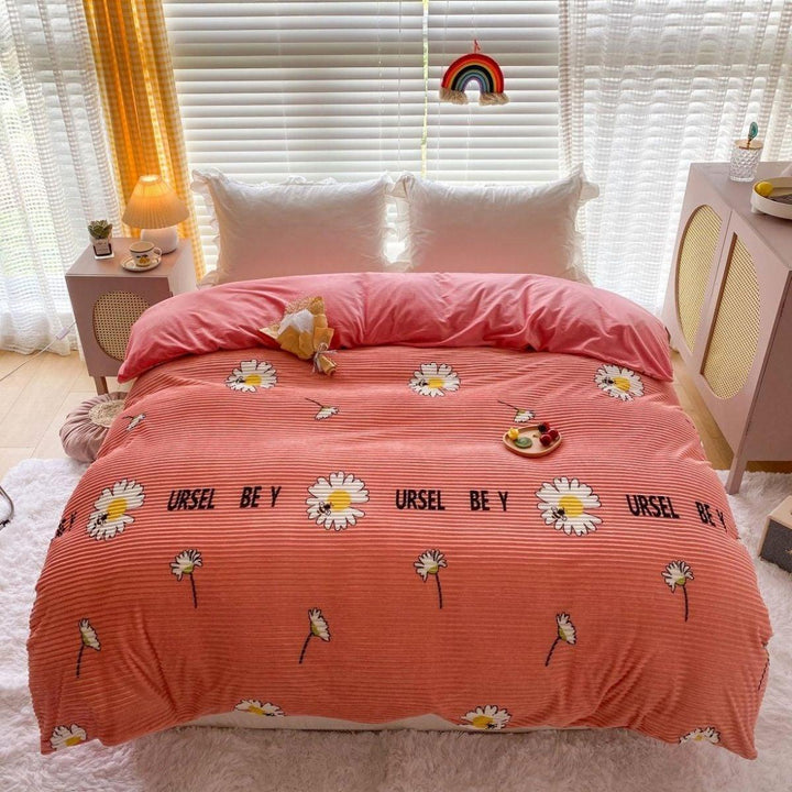 Double-sided Warm Coral Fleece Duvet Cover