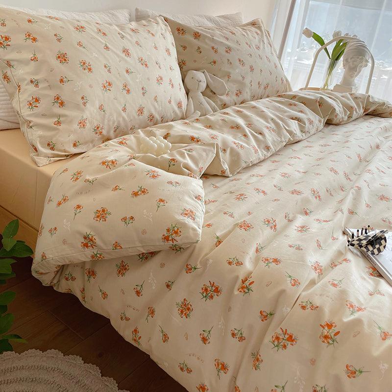 Cotton Four Piece Set Of Pastoral Style Pure Cotton Bed Sheet