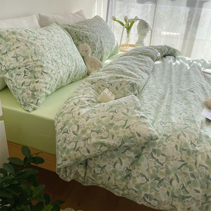 Cotton Four Piece Set Of Pastoral Style Pure Cotton Bed Sheet