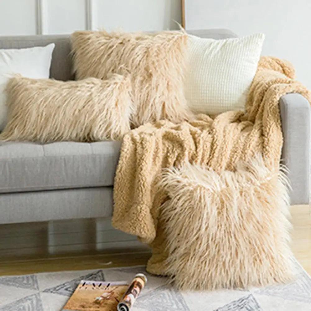 Fluffy Pillow Wool Cushions Fur Cushion.