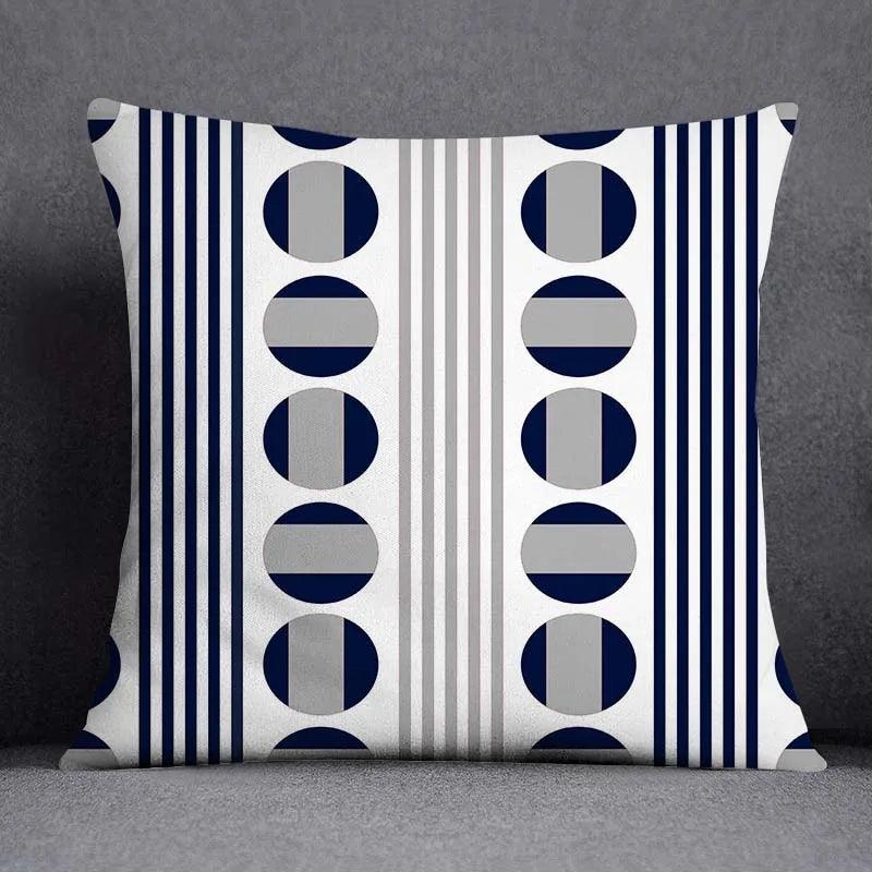 Blue Grey Geometric Pattern Decorative Pillow Covers Polyester Cushion Cover Pillowcase Sofa Cushions Decoration Home Decor