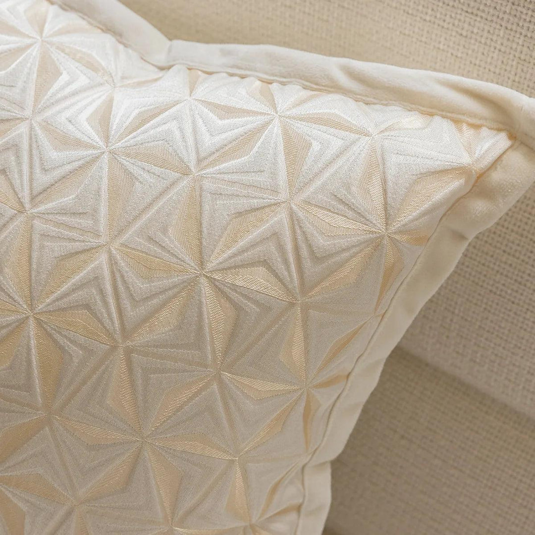 Geometric Lines Embroidered Cushion Cover Beige White Light Luxury Jacquard Pillow Cases Decorative Cushions for Sofa Home Decor