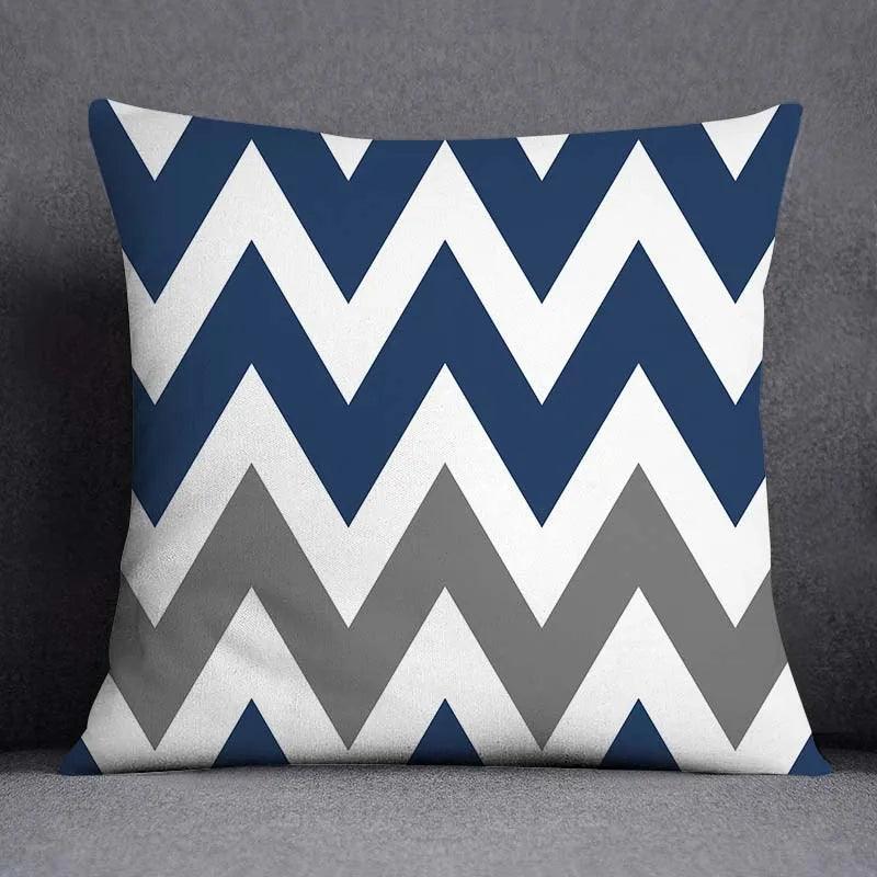 Blue Grey Geometric Pattern Decorative Pillow Covers Polyester Cushion Cover Pillowcase Sofa Cushions Decoration Home Decor