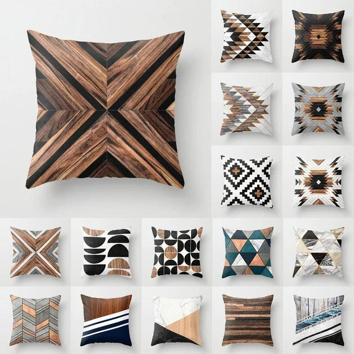 Creative Wood Texture Marble Pillows Cases Modern Nordic Geometric Cushions Case Farmhouse Home Decor Sofa Couch Throw Pillows